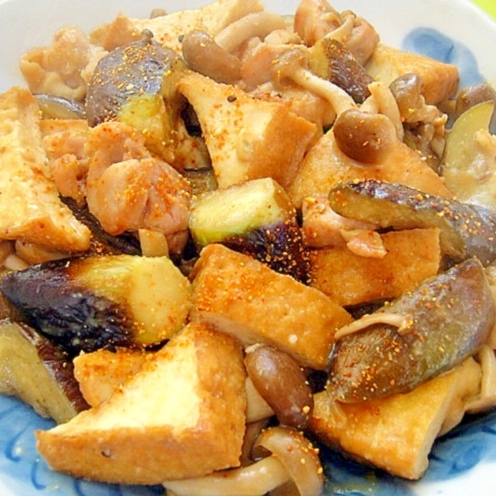 茄子と厚揚げ鶏肉の甘味噌炒め